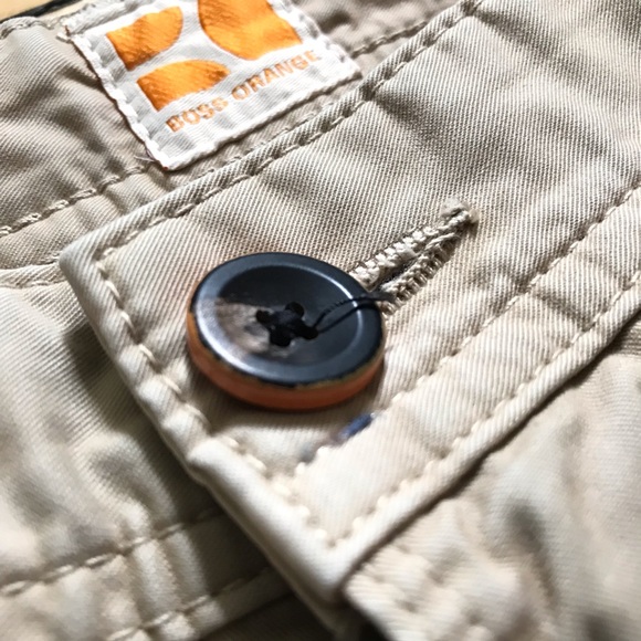 Hugo Boss Orange Khaki Men Tan Cotton Short Sz 34 - Picture 2 of 6